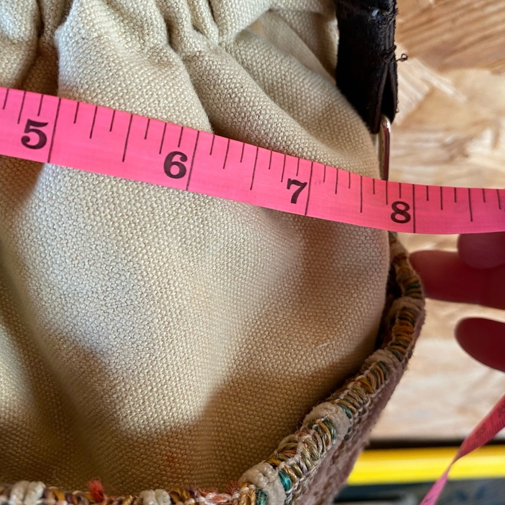 World Market multi color woven drawstring top bucket bag - Picture 6 of 10